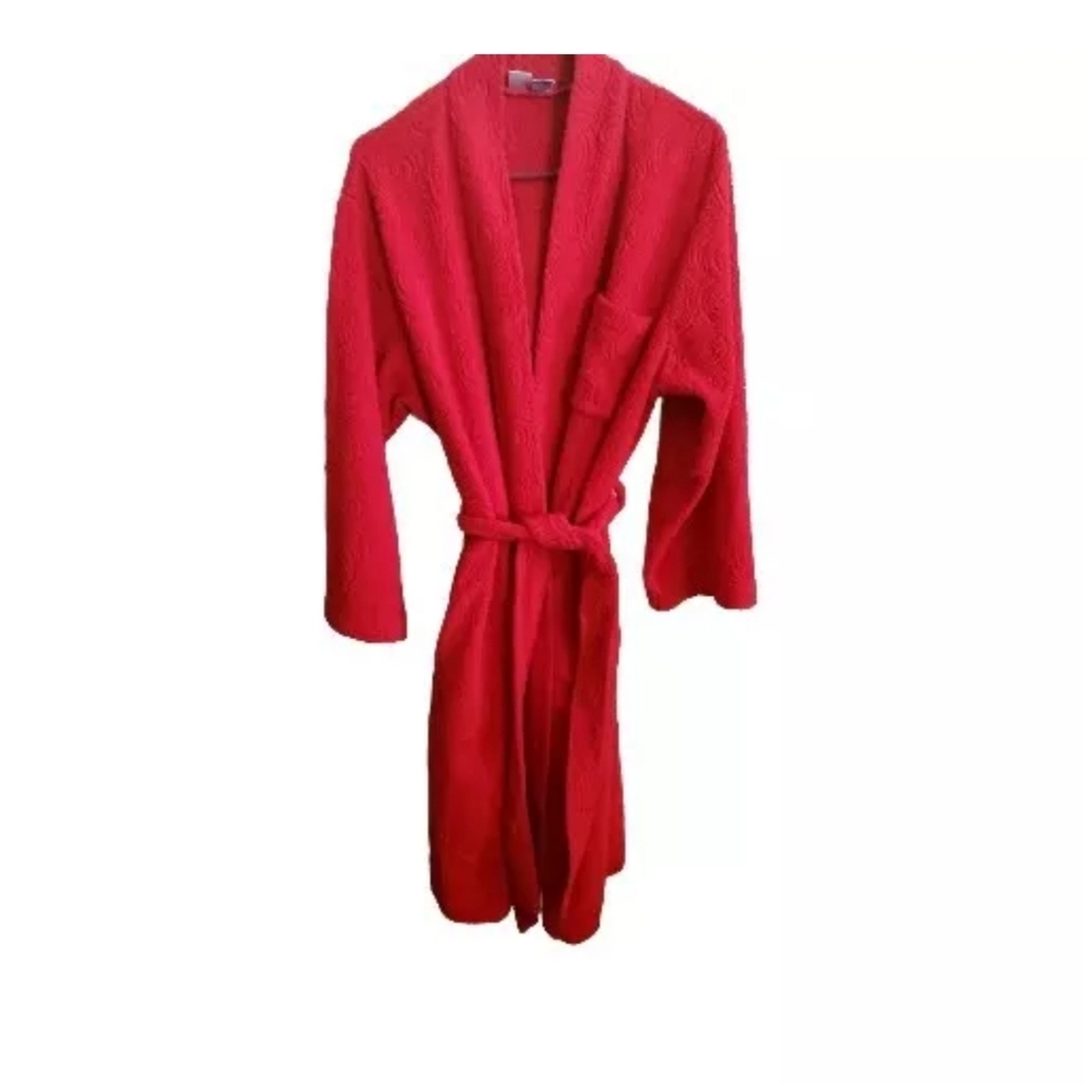 Vintage Red Intimate Options Belted Textured Pockets  Robe  Swirl Pattern Large
